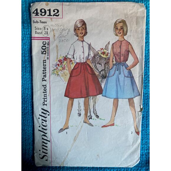 Simplicity Sewing pattern 4912 Girls wrap top 1950s size 8 - Picture 1 of 5